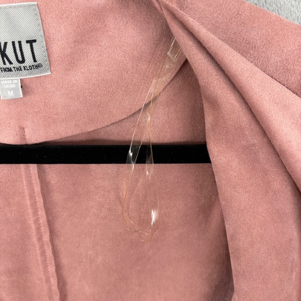 KUT From The Kloth Pink Faux Suede Drape Open Front Cardigan Oversized Jacket M - Picture 5 of 11